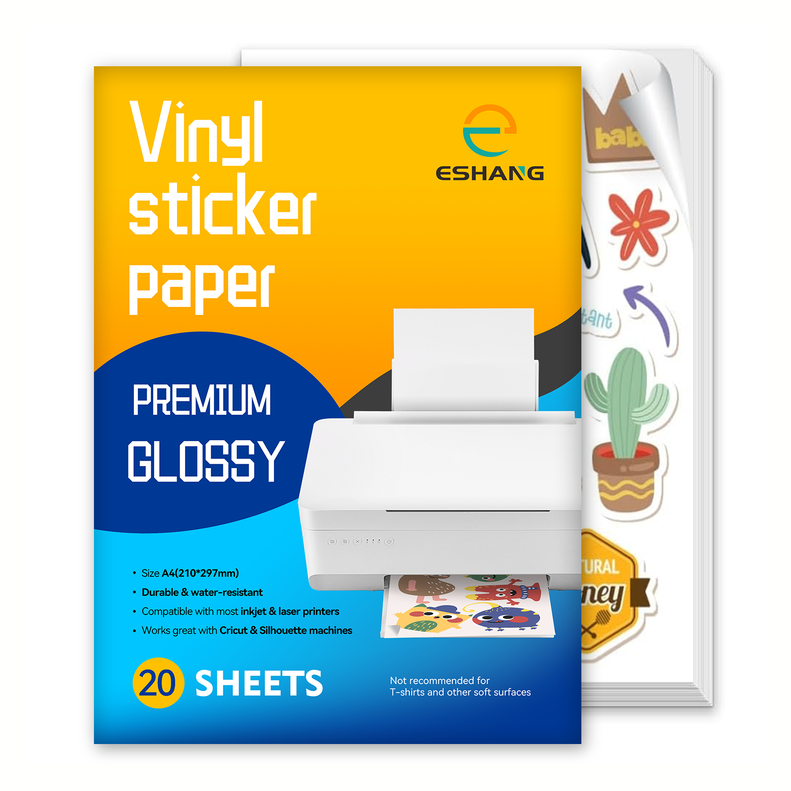 Commercial Vinyl Printing - 10/20 Sheets A4 Glossy White Vinyl
