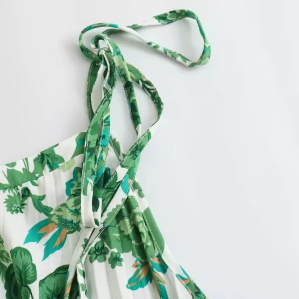 Summer Green Floral Print Slip - Printing Qc reseña y precio