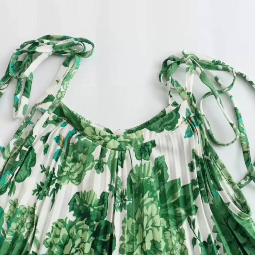 Summer Green Floral Print Slip - Printing Qc reseña y precio