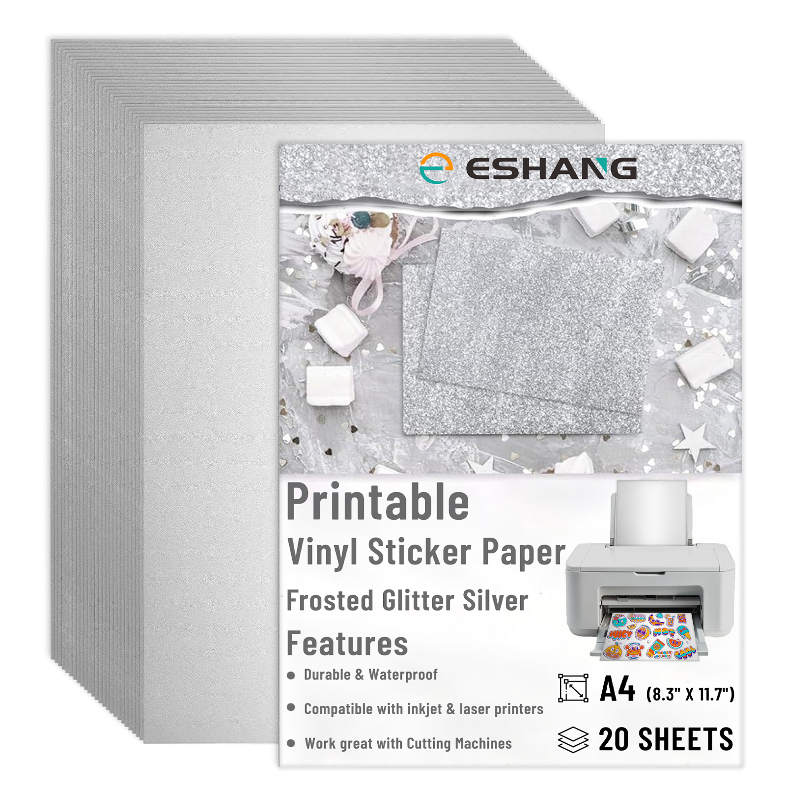 20 Sheets A4 Size Frosted Glit - Commercial Vinyl Printing reseña y precio