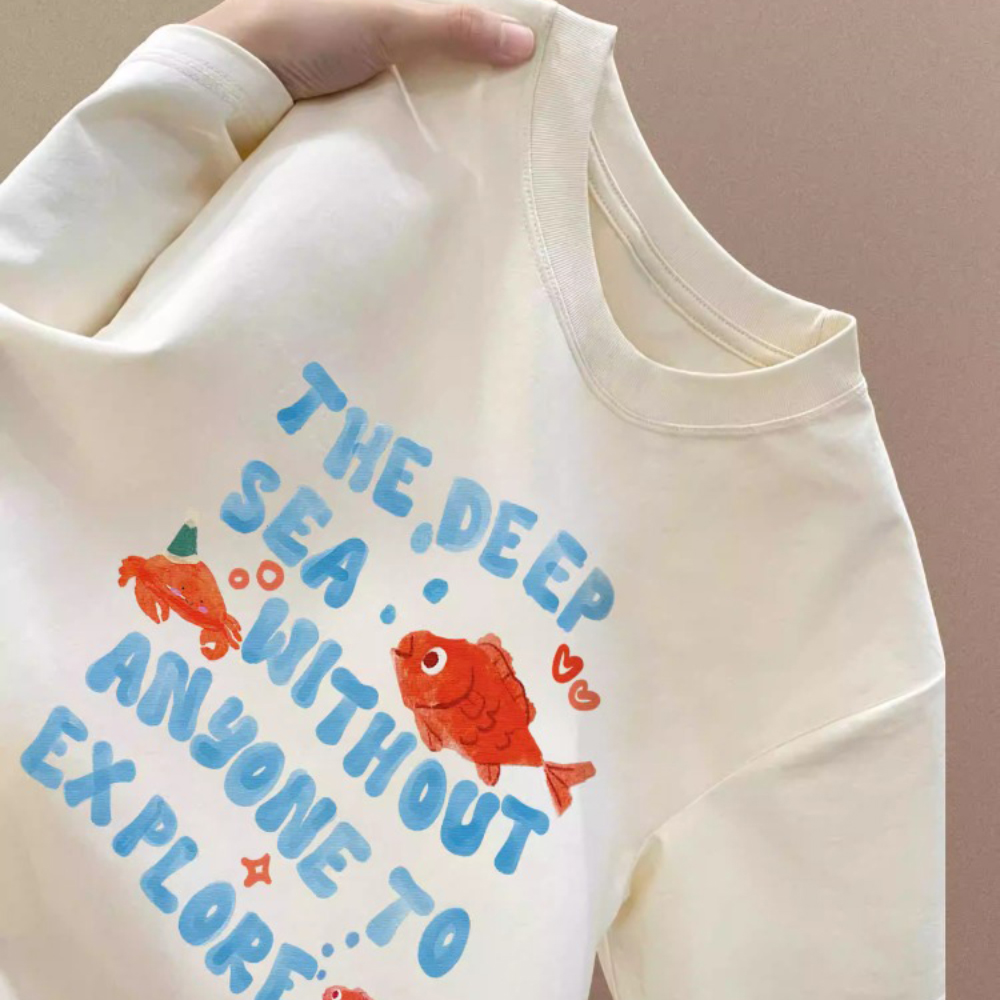 Cute Cartoon Letter Print T-Sh - Printing Qc reseña y precio